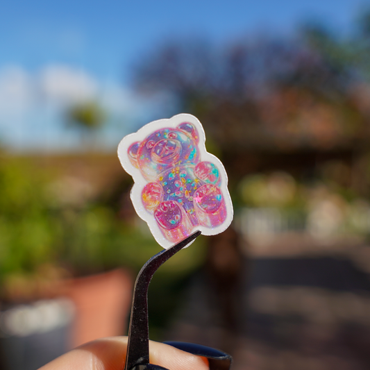 Holographic Gummy Bear Stickers - Pretty Cute Candy Waterproof Vinyl 1x1 | Kawaii Planner Sticker Pack