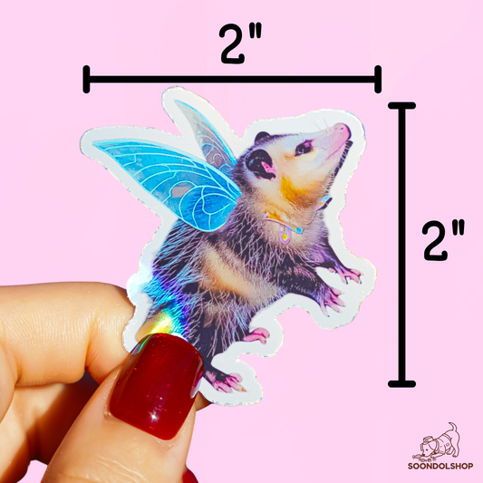 Fairy Opossum Sticker - Soondol's Candyland Friend Holographic Die Cut 2 Inch Kawaii