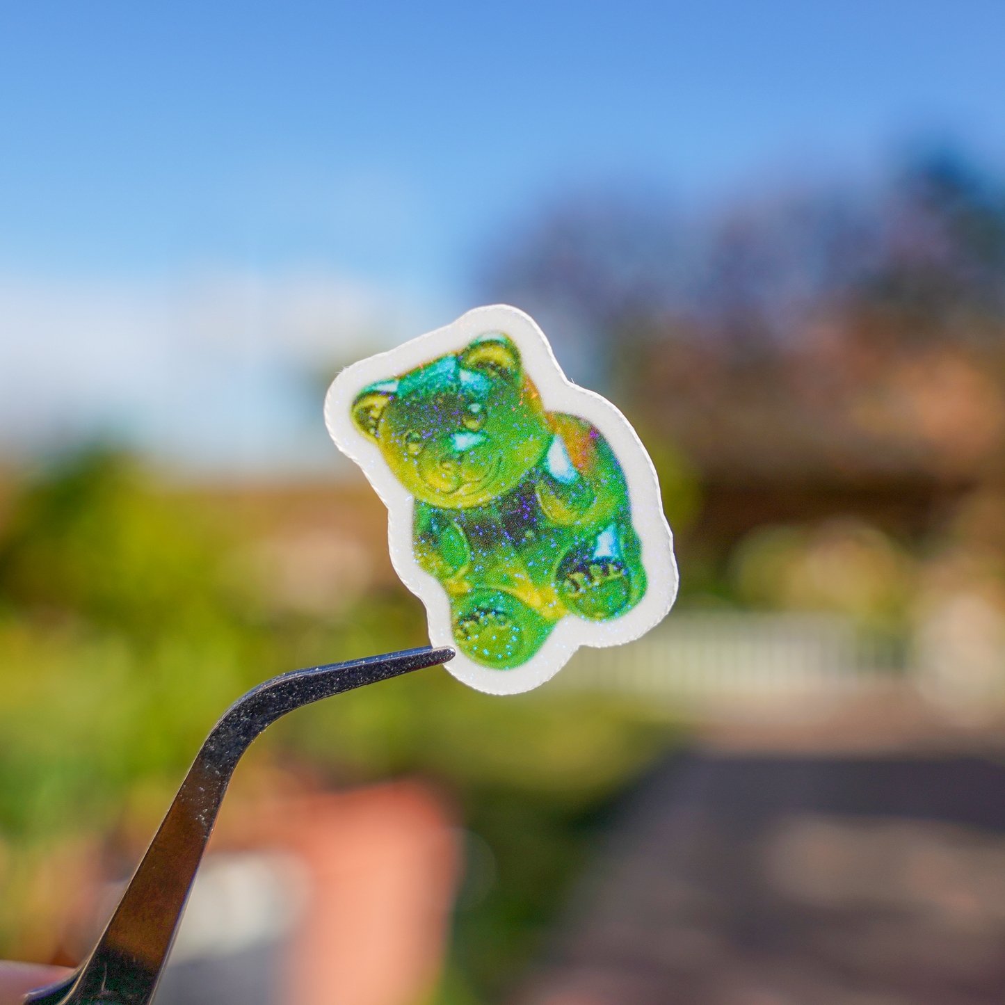 Holographic Gummy Bear Stickers - Pretty Cute Candy Waterproof Vinyl 1x1 | Kawaii Planner Sticker Pack