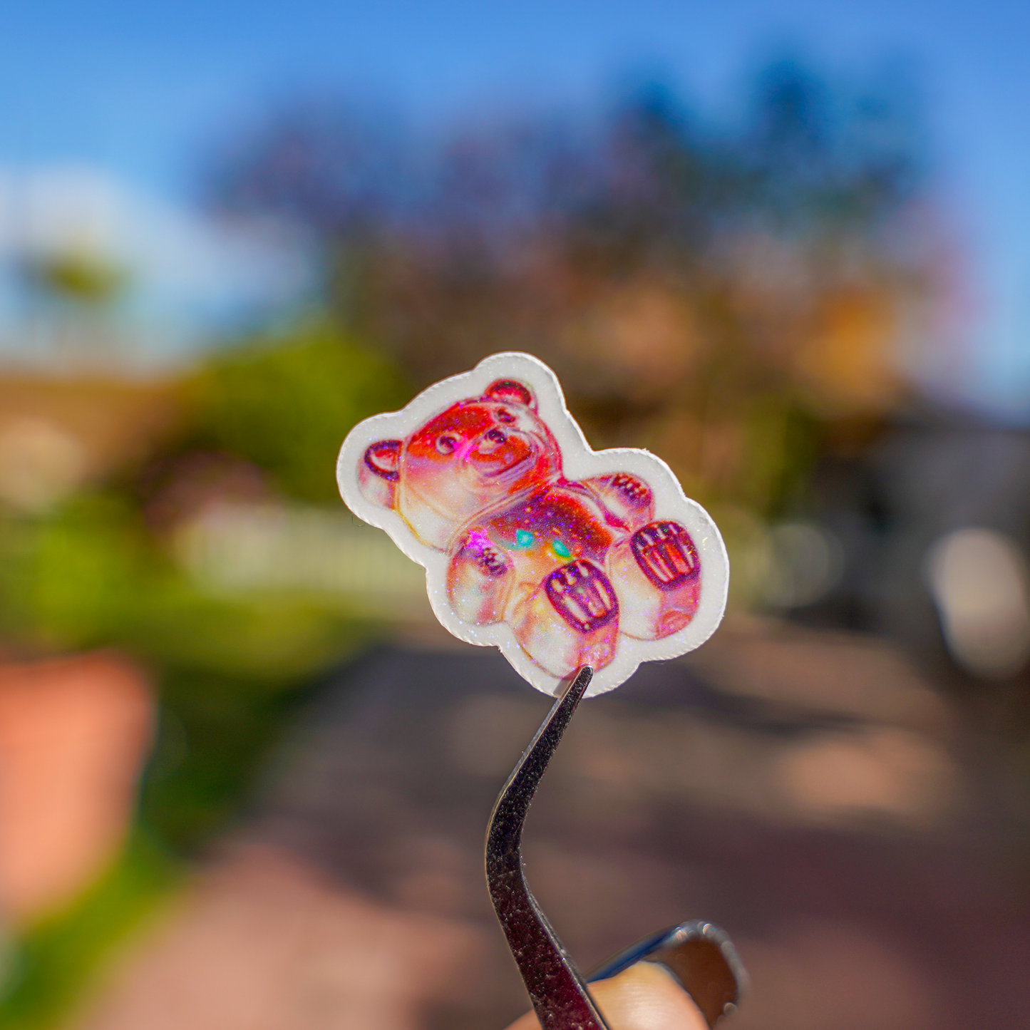 Holographic Gummy Bear Stickers - Pretty Cute Candy Waterproof Vinyl 1x1 | Kawaii Planner Sticker Pack