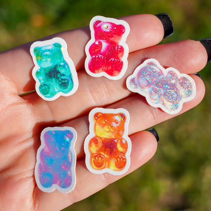 Holographic Gummy Bear Stickers - Pretty Cute Candy Waterproof Vinyl 1x1 | Kawaii Planner Sticker Pack