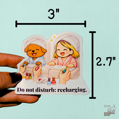 Spa Day with My Dog - Soondol & Me Kawaii Sticker 3x2.7 Inch Die-Cut