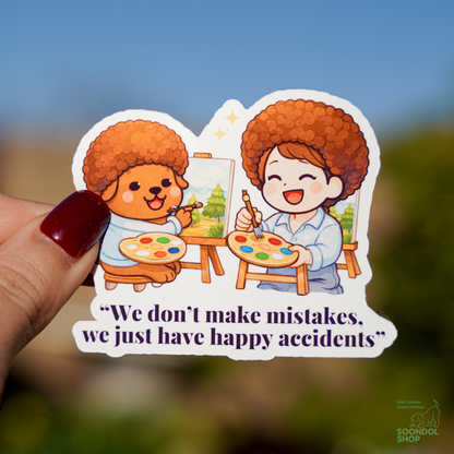 Happy Accidents Painting - Soondol & Me Kawaii Sticker 3x2.5 Inch Die-Cut