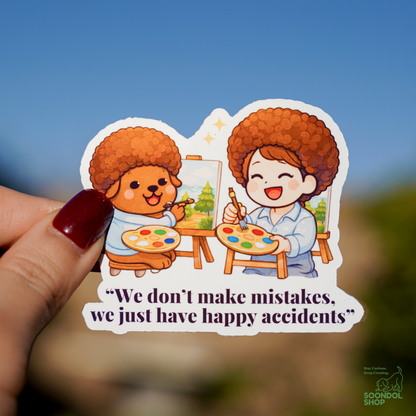 Happy Accidents Painting - Soondol & Me Kawaii Sticker 3x2.5 Inch Die-Cut