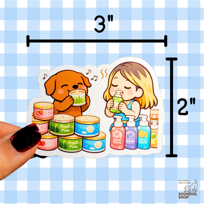 Shopping Therapy with My Dog - Soondol & Me Kawaii Sticker 2x3 Inch Die-Cut