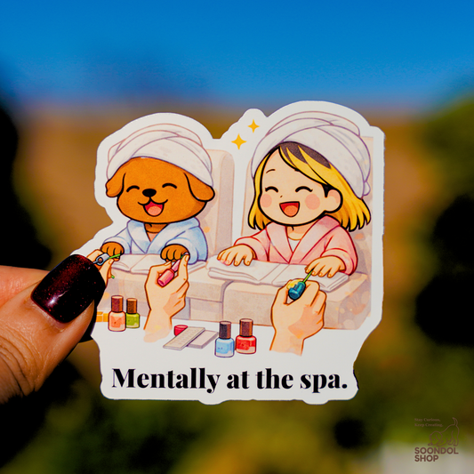 Spa Day with My Dog - Soondol & Me Kawaii Sticker 3x2.7 Inch Die-Cut