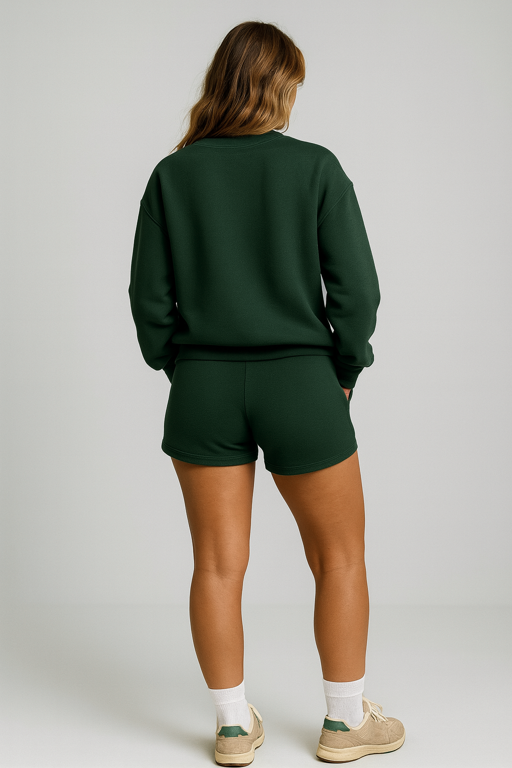 Black Cat Kawaii Pumpkin Embroidered Forest Pine Green Sweatshirt, Fall Fleece