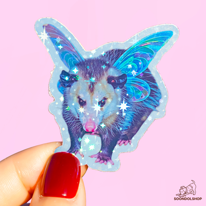 Fairy Opossum Sticker - Soondol's Candyland Friend Holographic Die Cut 2 Inch Kawaii