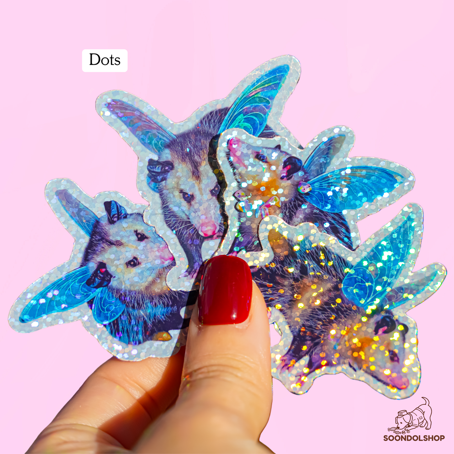 Fairy Opossum Sticker - Soondol's Candyland Friend Holographic Die Cut 2 Inch Kawaii