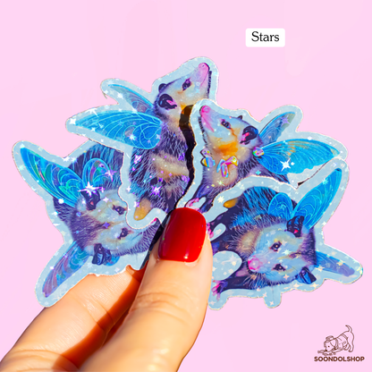 Fairy Opossum Sticker - Soondol's Candyland Friend Holographic Die Cut 2 Inch Kawaii