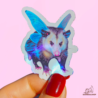 Fairy Opossum Sticker - Soondol's Candyland Friend Holographic Die Cut 2 Inch Kawaii