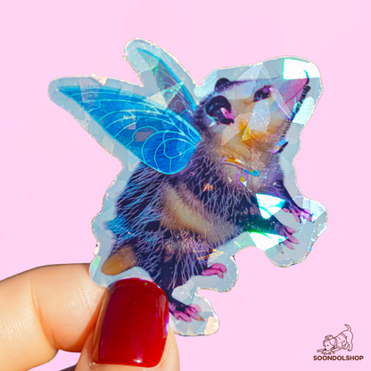 Fairy Opossum Sticker - Soondol's Candyland Friend Holographic Die Cut 2 Inch Kawaii
