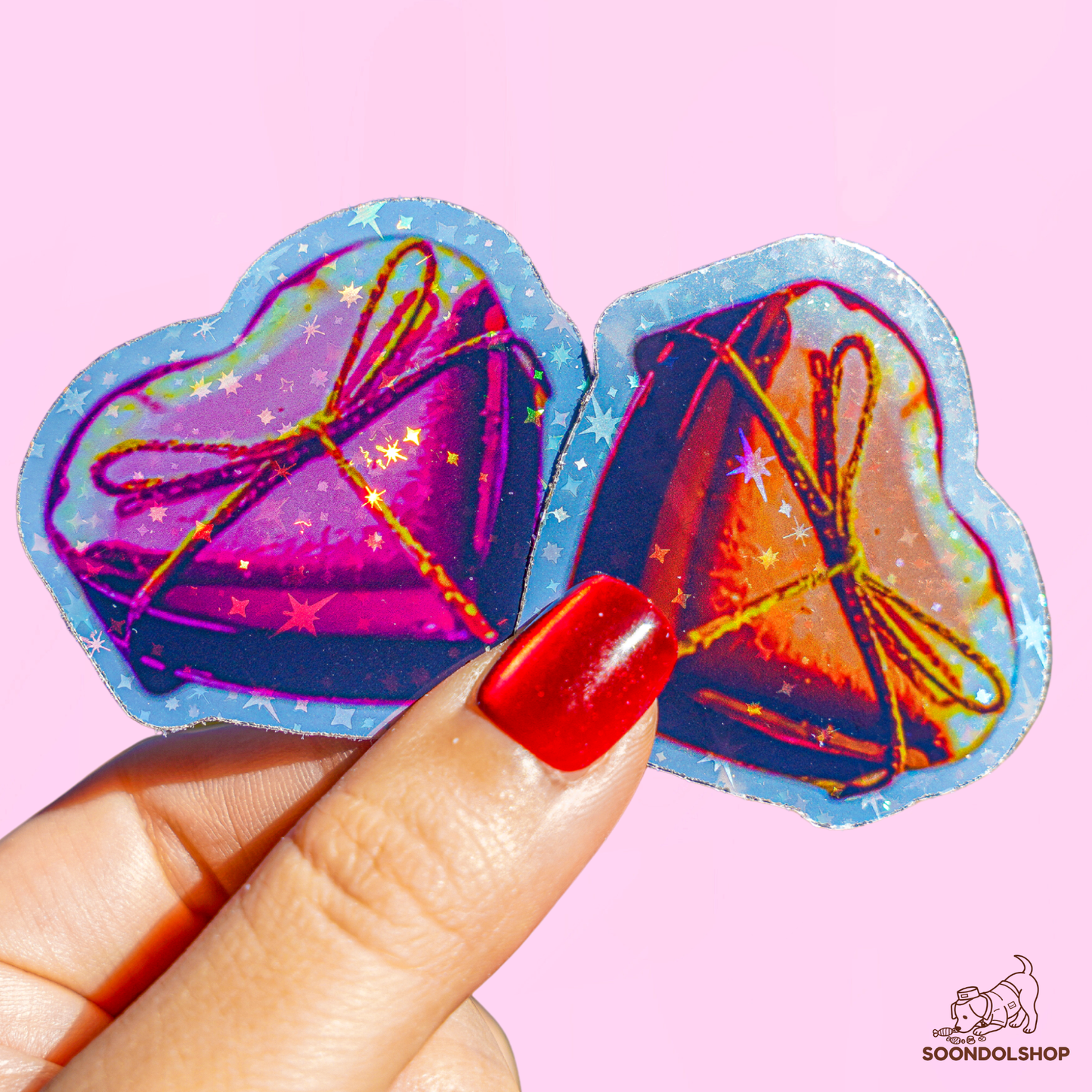 Foil Wrapped Heart Chocolates - Random Color Holographic Valentine Candy Pack