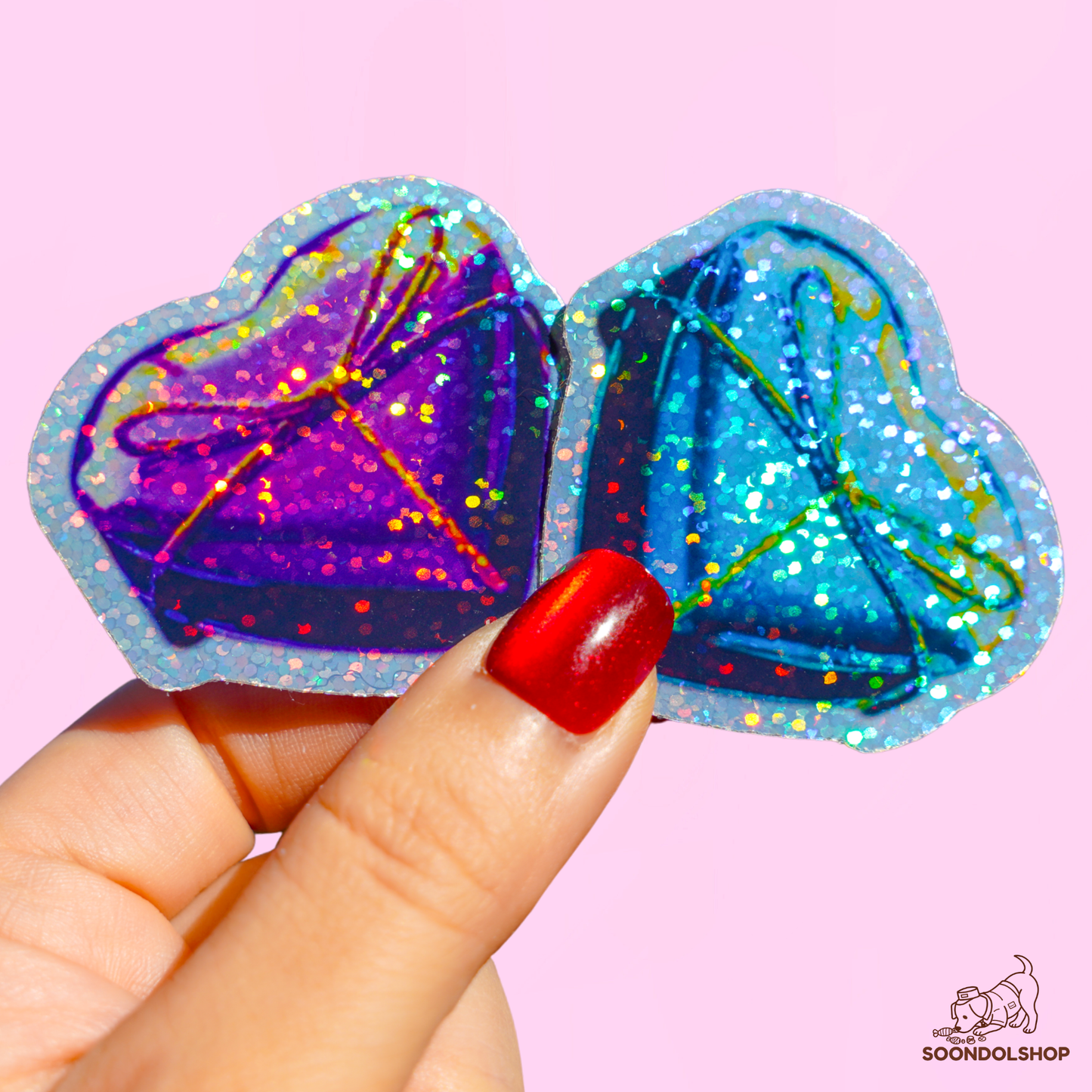 Foil Wrapped Heart Chocolates - Random Color Holographic Valentine Candy Pack