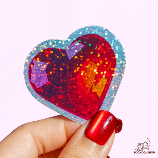 Gummy Crystal Heart Sticker - Soondol's Candyland Die-Cut 2x2 Inch Holographic