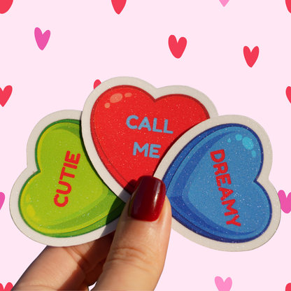 Soondolhearts - Conversation Hearts Kawaii Sticker 2x2 Inch