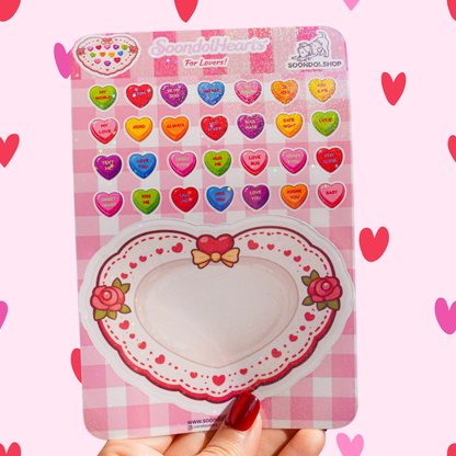 Soondol Hearts - Valentine's Conversation Hearts Sticker Sheet 4.5x6.75 Inch