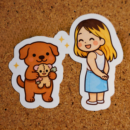 Look What I Got Sticker - Pretty Soondol & Me Dog Toy | Cute Cozy Kawaii Sticker 3x3