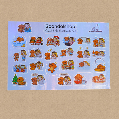 Soondol & Me First Chapter Sticker Sheet - Pretty Cute Kawaii Dog Planner Stickers 7x5