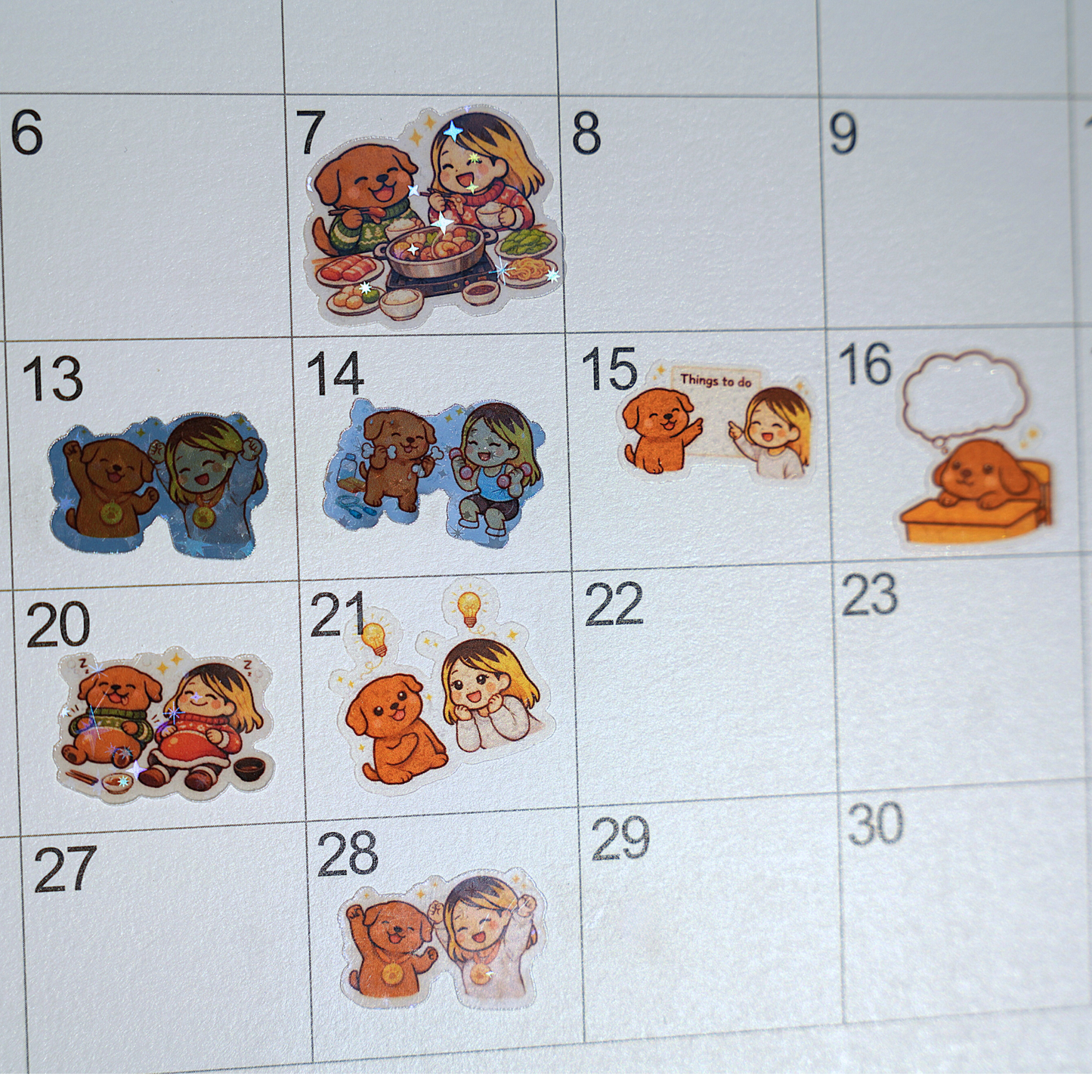 Soondol & Me First Chapter Sticker Sheet - Pretty Cute Kawaii Dog Planner Stickers 7x5