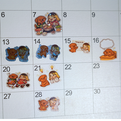 Soondol & Me First Chapter Sticker Sheet - Pretty Cute Kawaii Dog Planner Stickers 7x5