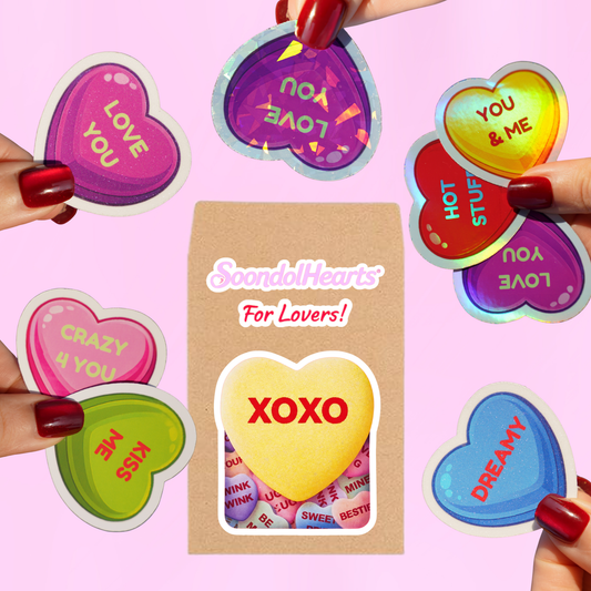 Soondolhearts - Conversation Hearts Kawaii Sticker 2x2 Inch