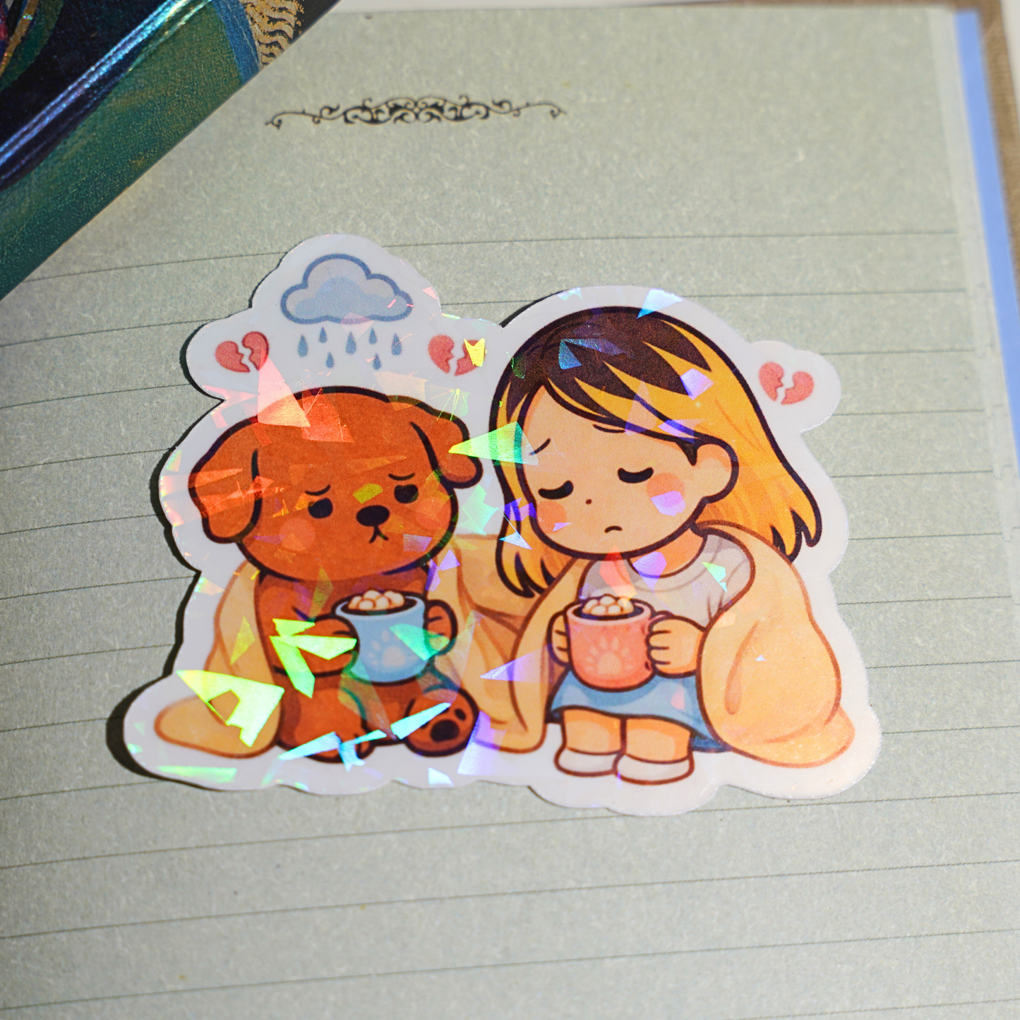 It's Okay to Be Sad Sticker - Pretty Cute Mental Health Self Care | Soondol & Me Dog Comfort Sticker 3x3