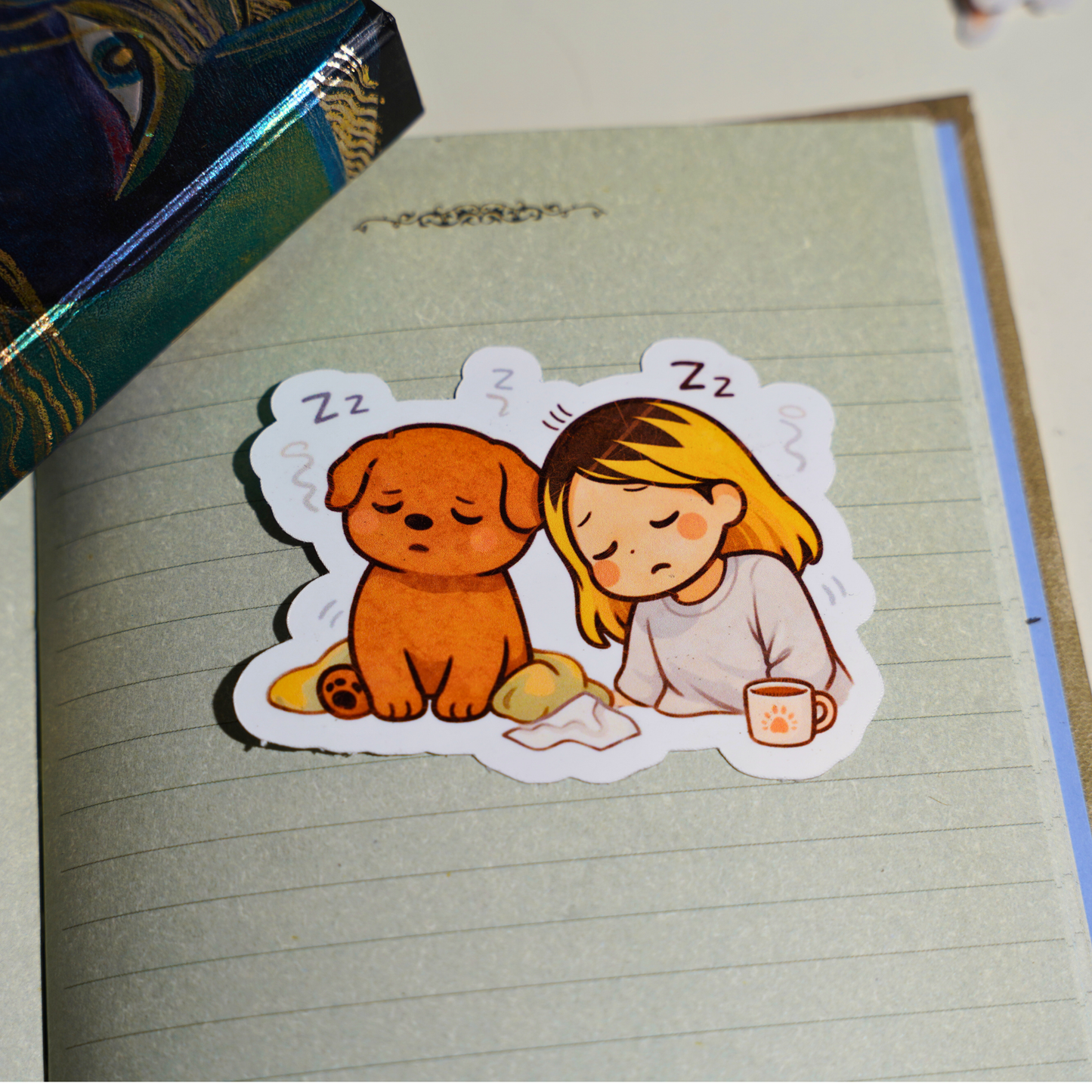 It's Okay to Be Tired Sticker - Pretty Cute Self Care Rest | Soondol & Me Mental Health Dog Sticker 3x3