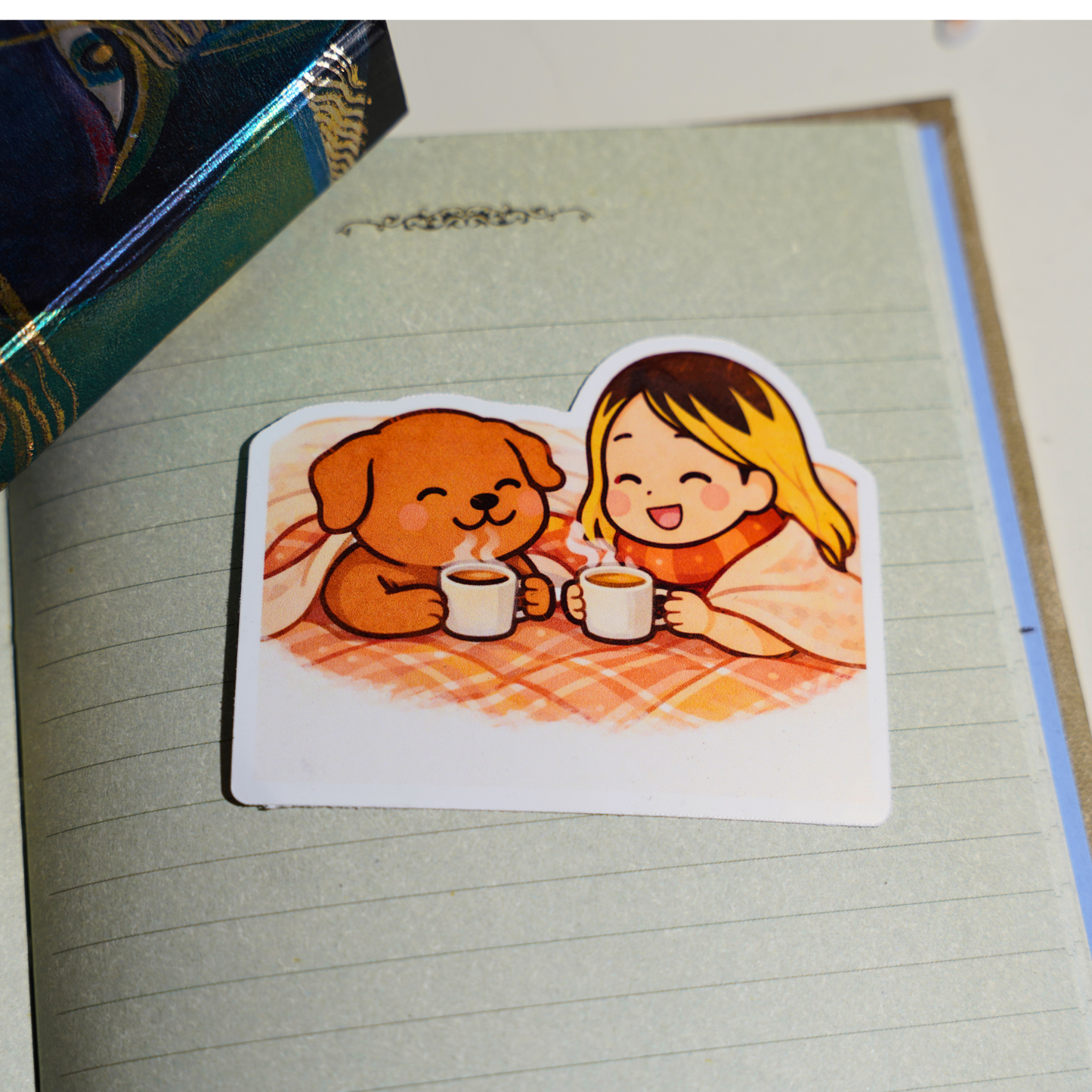 Let's Get Cozy Sticker - Pretty Cute Warm Comfort | Soondol & Me Hygge Dog Sticker 3x3